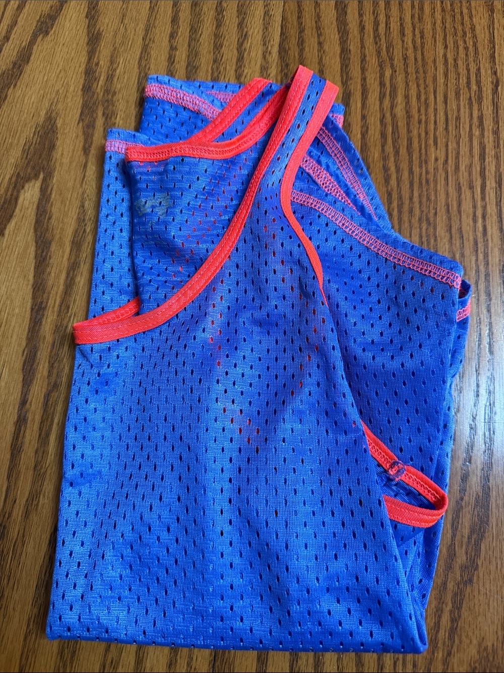 Soffe Blue Muscle Tee with Pink-Red Trim